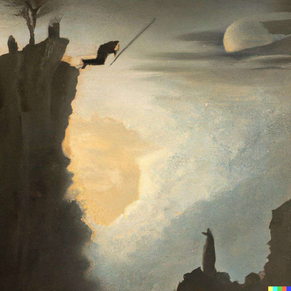 the discovery of gravity, painting by Caspar David Friedrich